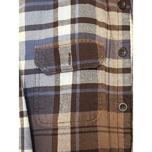 Old Navy Men's Sherpa Shacket Small Plaid Flannel Button-Up Long Sleeve Patch El - Picture 3 of 16